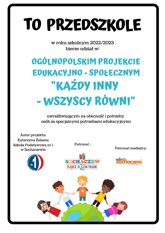 Każdy inny wszyscy równi plakat przedszkole